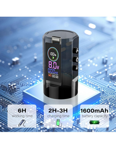 Kit de Tatuaje Inalámbrico Neebol para Principiantes - 20 Agujas, 8 Tintas