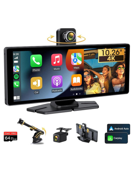 Pantalla Carplay 10.26" Jansite 4K con Cámara Rotatable 350