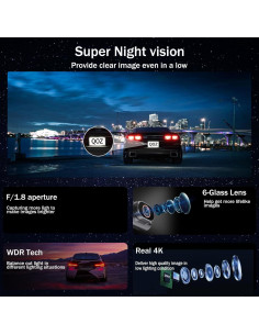 Cámara Dash 4K Frontal QOZ con WiFi y Tarjeta 64GB 2