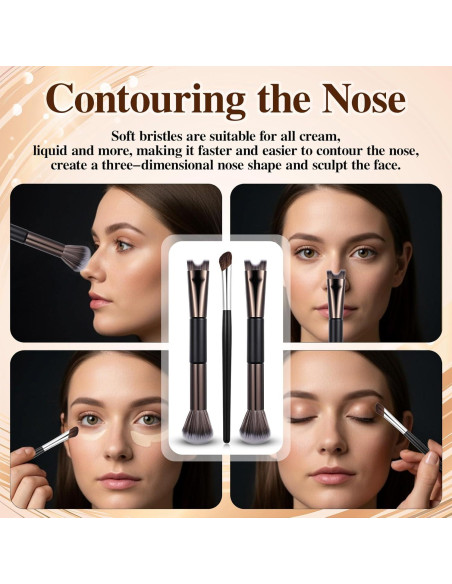 Set de 3 Pinceles de Contorno de Nariz YBEATY 2-en-1