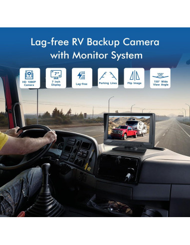 Cámara de Respaldo FEISIKE 7" 1080P HD con Visión Nocturna