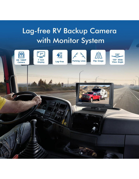 Cámara de Respaldo FEISIKE 7" 1080P HD con Visión Nocturna