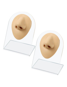 2 Piezas Nariz de Silicona Realista con Soporte Acrílico