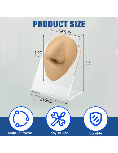 2 Piezas Nariz de Silicona Realista con Soporte Acrílico