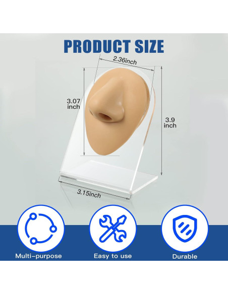 2 Piezas Nariz de Silicona Realista con Soporte Acrílico