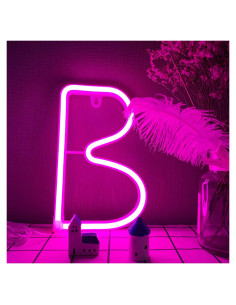 Luz Neón Rosa LED Letra B ENUOLI 22.86x15.24cm Decoración