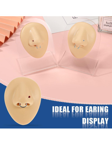 2 Piezas Nariz de Silicona Realista con Soporte Acrílico