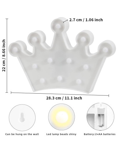 Luces de Letras LED Laerjin para Decoración - Corona Blanca