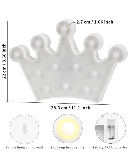 Luces de Letras LED Laerjin para Decoración - Corona Blanca