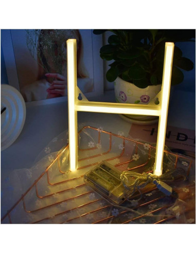 Luz de Neón LED Letras H Blanca Cálida Decoración Pared