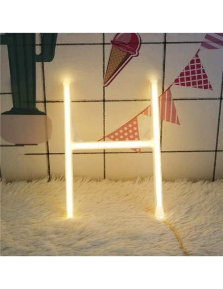 Luz de Neón LED Letras H Blanca Cálida Decoración Pared