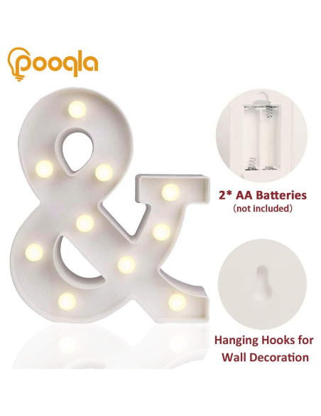 Luz de Letras Marquee LED Pooqla Ampersand Decoración 22.5cm