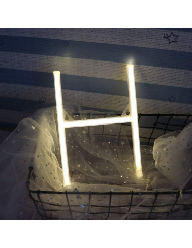 Luz de Neón LED Letras H Blanca Cálida Decoración Pared