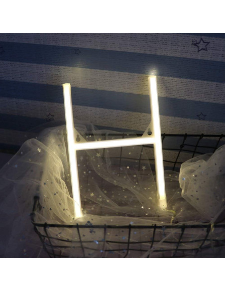 Luz de Neón LED Letras H Blanca Cálida Decoración Pared