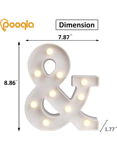 Luz de Letras Marquee LED Pooqla Ampersand Decoración 22.5cm
