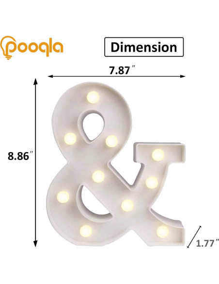 Luz de Letras Marquee LED Pooqla Ampersand Decoración 22.5cm