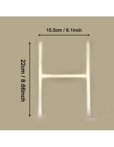 Luz de Neón LED Letras H Blanca Cálida Decoración Pared