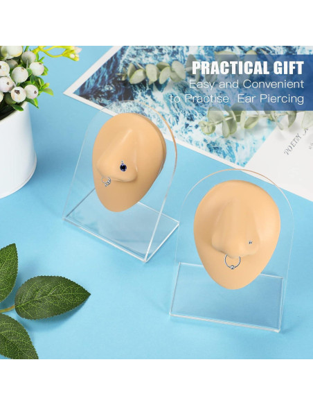 2 Piezas Nariz de Silicona Realista con Soporte Acrílico