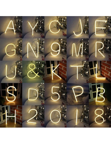 Luz de Neón LED Letras H Blanca Cálida Decoración Pared