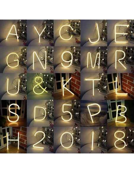 Luz de Neón LED Letras H Blanca Cálida Decoración Pared