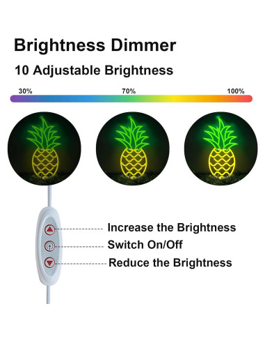 Luz de Neón Piña LED AYwYyjCh 39.9 x 22.1 cm Regulable