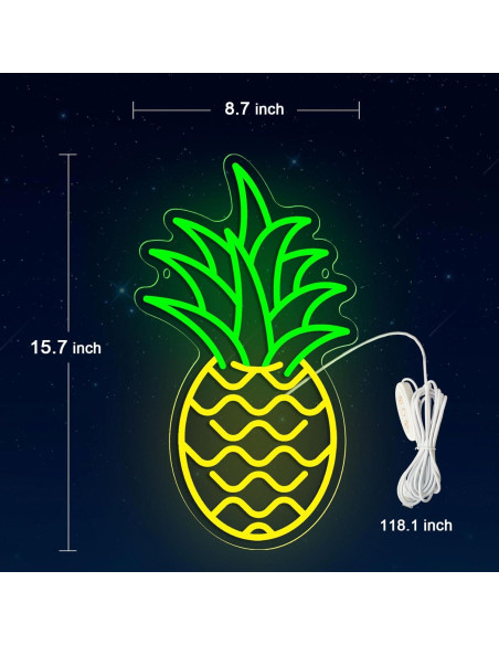 Luz de Neón Piña LED AYwYyjCh 39.9 x 22.1 cm Regulable