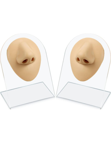 2 Piezas Nariz de Silicona Realista con Soporte Acrílico