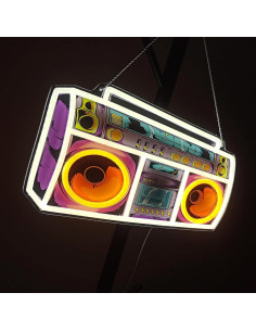 Cartel de Neón ASIUXIRS Grabadora de Cinta 38.1x21.6 cm Morado 2