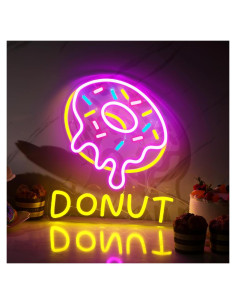 Letrero de Neón Donut Hoteam 38 cm Luz LED Decorativa