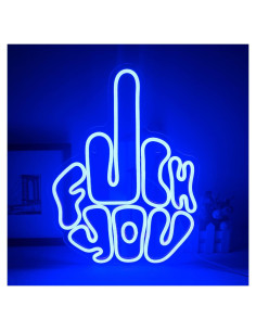 Letrero Neón LED Azul FAXFSIGN Mano 40x30 cm Decoración