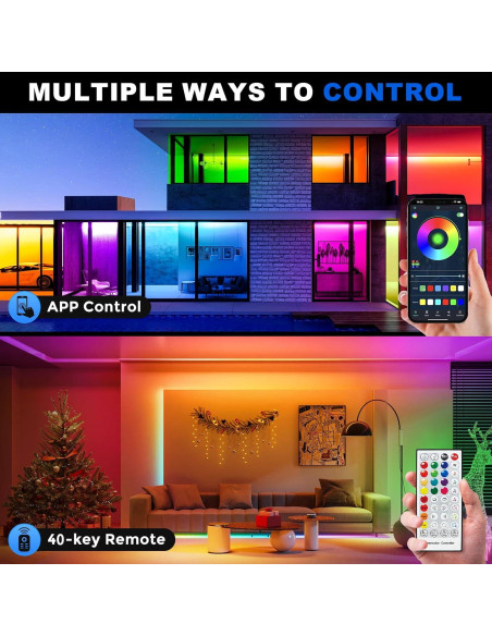 Tira LED de Neón 5m HRDJ, IP67, Control Remoto, Sincronización Música