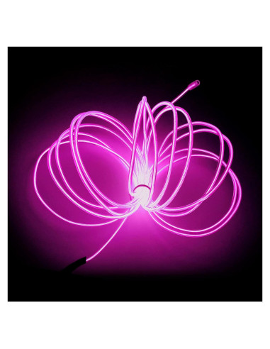 Cable EL Neón Rosa 5m MaxLax - Tira de Luz Portátil LED