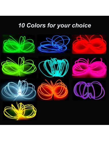 Cable EL Neón Rosa 5m MaxLax - Tira de Luz Portátil LED