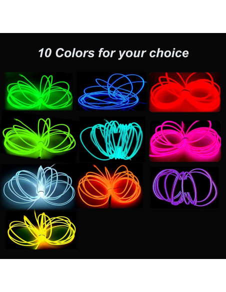 Cable EL Neón Rosa 5m MaxLax - Tira de Luz Portátil LED