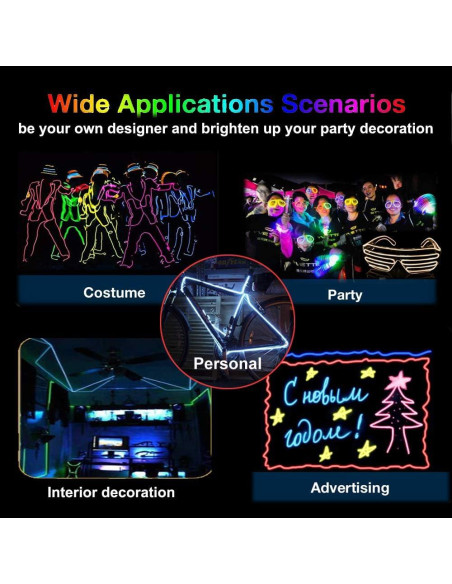 Cable EL Neón Rosa 5m MaxLax - Tira de Luz Portátil LED