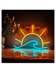 Cartel Neón LED Amanecer Atardecer Sol en el Mar 39.9x23.9cm