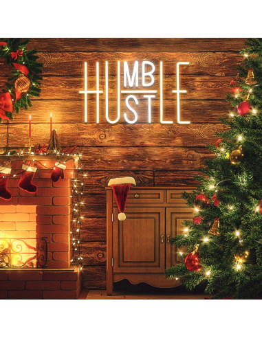 Luz de Neón Hustle LED Amarillo y Blanco 25x41 cm USB