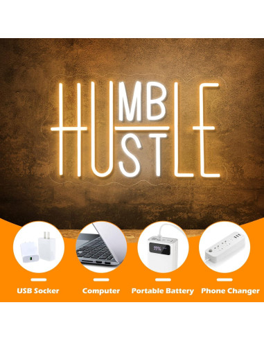 Luz de Neón Hustle LED Amarillo y Blanco 25x41 cm USB