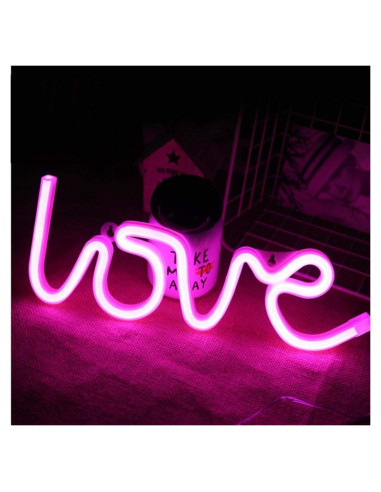 Luz Neon Amor Rosa MorTime 34.3x12.7cm Decoración Fiesta