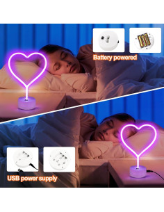 Letrero Neón Corazón UrsaMajor LED Morado para Decoración 2
