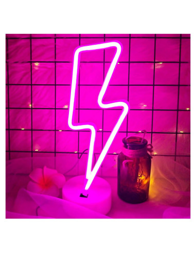 Luz LED Neon Rayo Rosa VIFULIN con Base USB/Batería