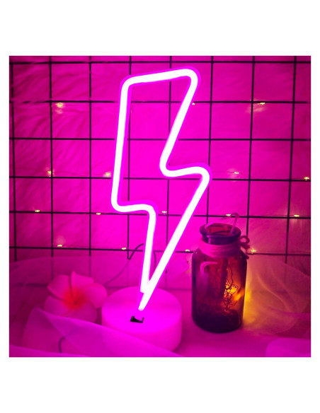 Luz LED Neon Rayo Rosa VIFULIN con Base USB/Batería