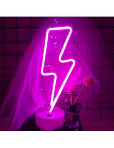 Luz LED Neon Rayo Rosa VIFULIN con Base USB/Batería