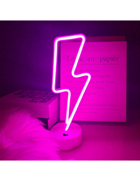Luz LED Neon Rayo Rosa VIFULIN con Base USB/Batería