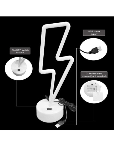 Luz LED Neon Rayo Rosa VIFULIN con Base USB/Batería