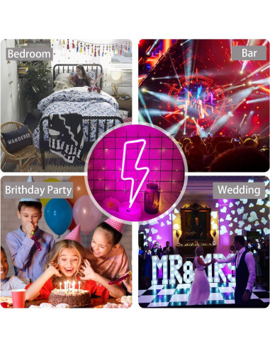 Luz LED Neon Rayo Rosa VIFULIN con Base USB/Batería