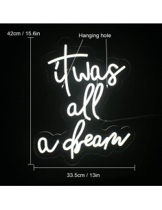 Letrero Neón LED Lucunstar Era Todo Un Sueño Blanco 40x33cm 2