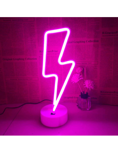 Luz LED Neon Rayo Rosa VIFULIN con Base USB/Batería