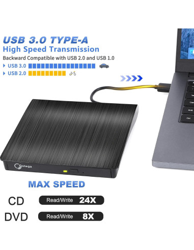 Unidad de DVD Externa Gotega USB 3.0 Portátil 348g