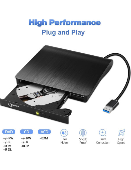 Unidad de DVD Externa Gotega USB 3.0 Portátil 348g